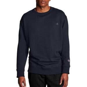 Champion Pullover Sweatshirt Long Sleeve Crew Neck Solid Navy Size Small